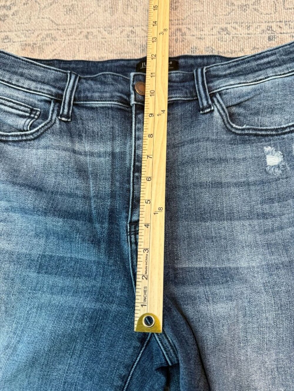 Judy Blue Boyfriend Fit Medium Wash Distressed High Rise Jeans 31 Stretch Boho - Picture 8 of 9